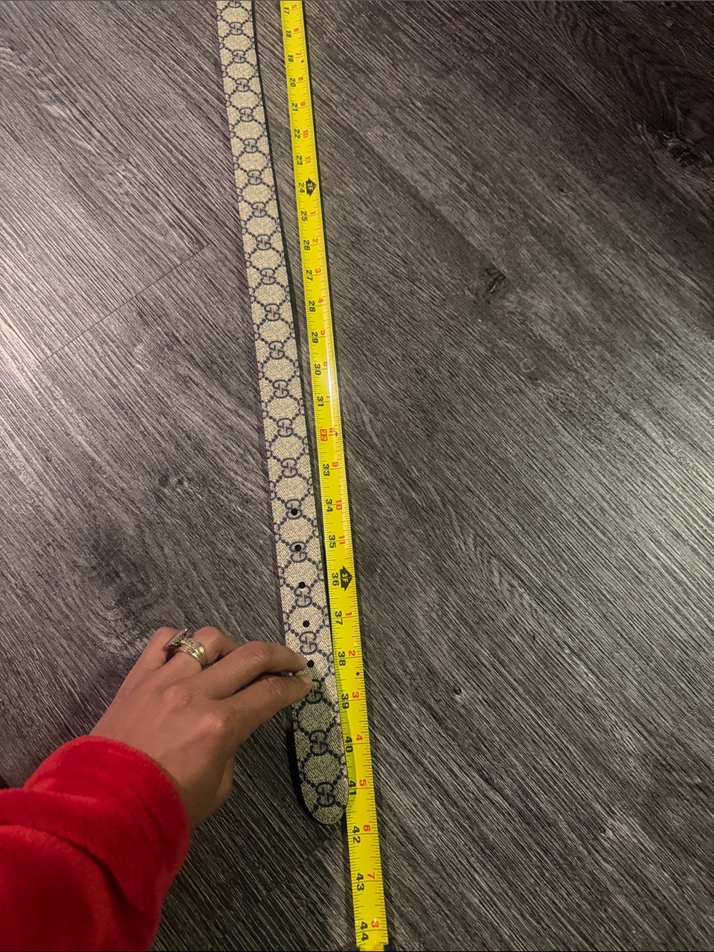 Gucci Beige and Blue Monogram Belt with reversible Gold Buckle(rare design) - Picture 7 of 9